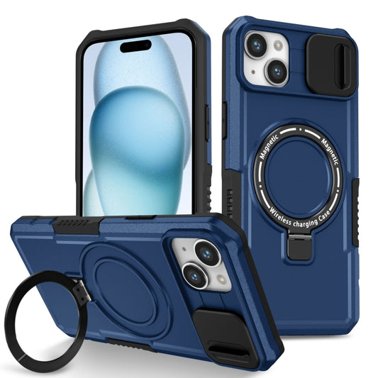 Sliding Camshield MagSafe Holder TPU Hybrid PC Phone Case, For iPhone 15 Plus, For iPhone 15