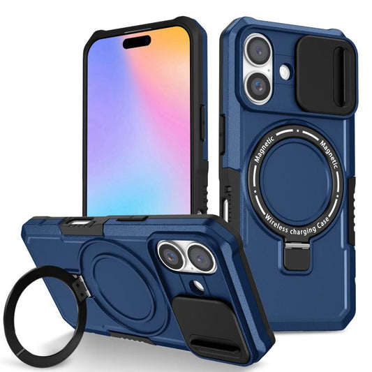 Sliding Camshield MagSafe Holder TPU Hybrid PC Phone Case, For iPhone 16 Plus, For iPhone 16