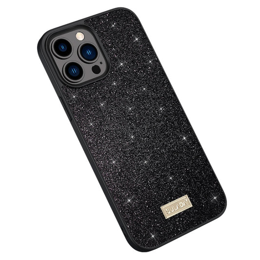 SULADA Glittery PC Hybrid TPU Handmade Leather Phone Case, For iPhone 15 Pro, For iPhone 15 Plus, For iPhone 15