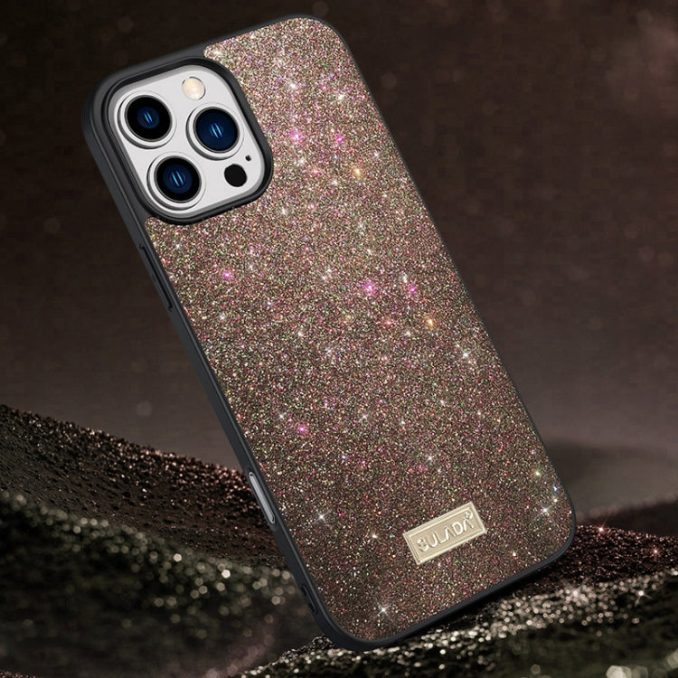 SULADA Glittery PC Hybrid TPU Handmade Leather Phone Case, For iPhone 16 Pro Max, For iPhone 16 Pro, For iPhone 16 Plus, For iPhone 16, For iPhone 15 Pro Max, For iPhone 15 Pro