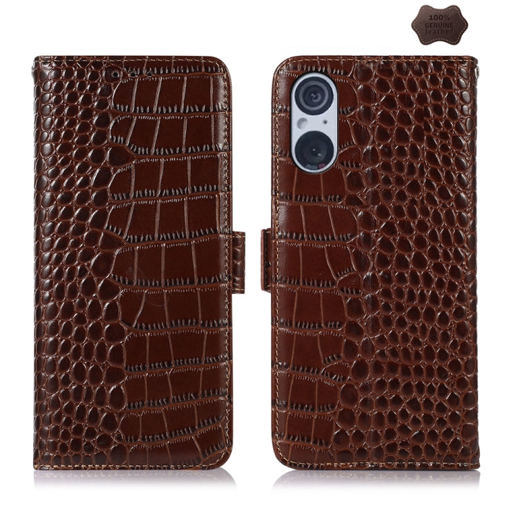 Crocodile Top Layer Cowhide Leather Phone Case, For Sony Xperia 10 VI, For Sony Xperia 1 VI, For Sony Xperia 5 VI, For Sony Xperia 5 V