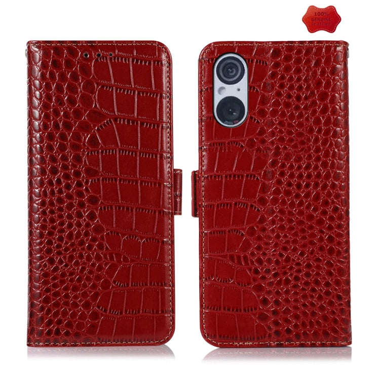 Crocodile Top Layer Cowhide Leather Phone Case, For Sony Xperia 10 VI, For Sony Xperia 1 VI, For Sony Xperia 5 VI, For Sony Xperia 5 V