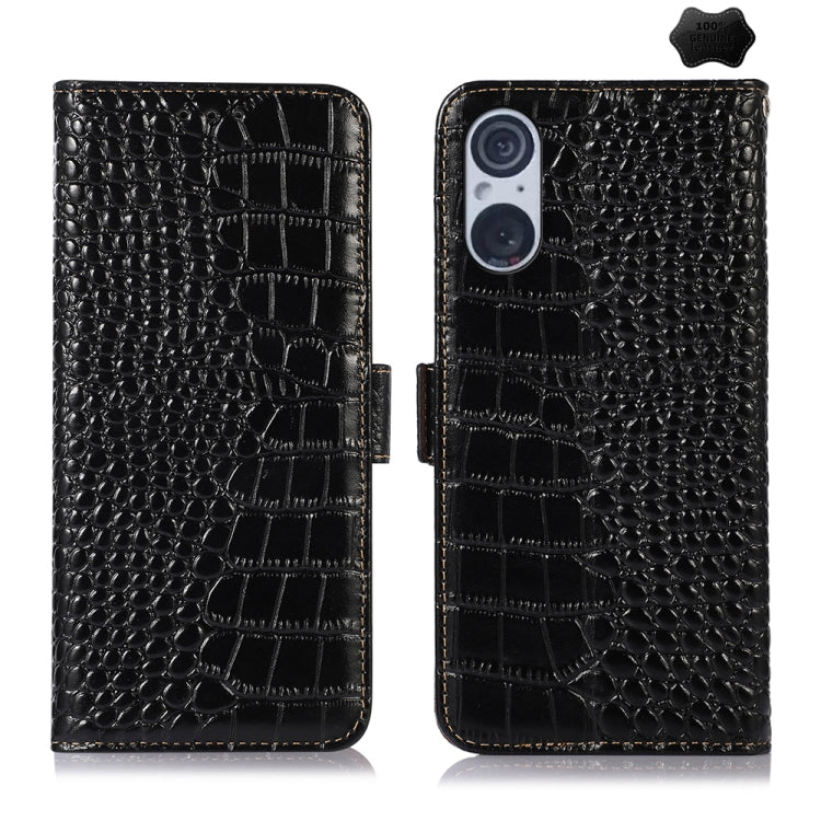 Crocodile Top Layer Cowhide Leather Phone Case, For Sony Xperia 10 VI, For Sony Xperia 1 VI, For Sony Xperia 5 VI, For Sony Xperia 5 V