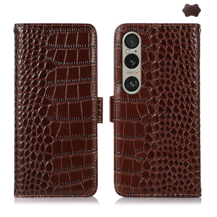 Crocodile Top Layer Cowhide Leather Phone Case, For Sony Xperia 10 VI, For Sony Xperia 1 VI, For Sony Xperia 5 VI, For Sony Xperia 5 V