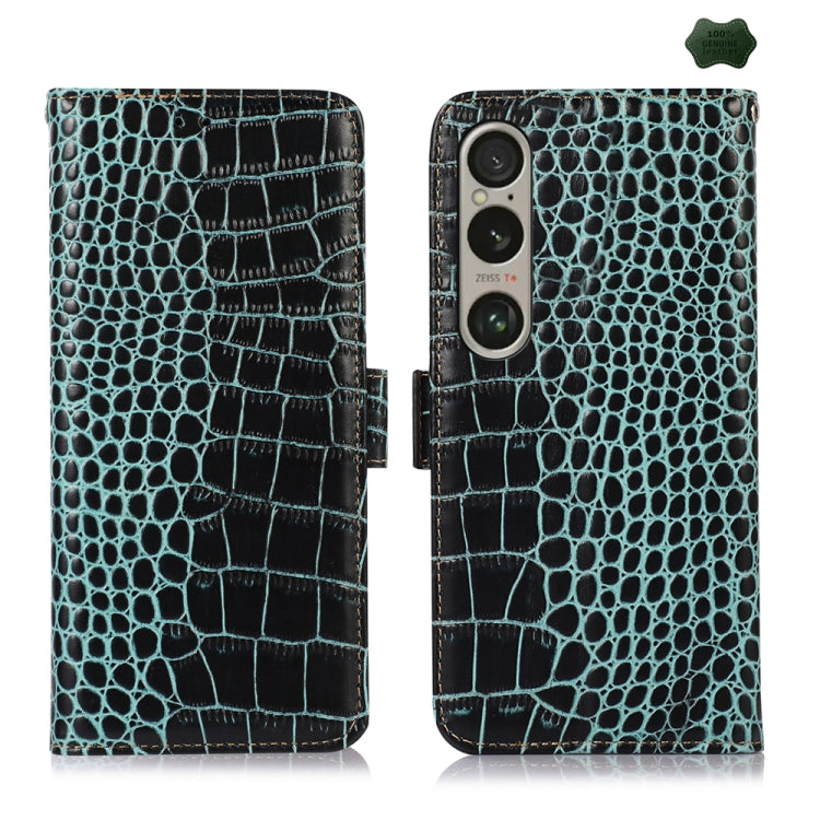 Crocodile Top Layer Cowhide Leather Phone Case, For Sony Xperia 10 VI, For Sony Xperia 1 VI, For Sony Xperia 5 VI, For Sony Xperia 5 V