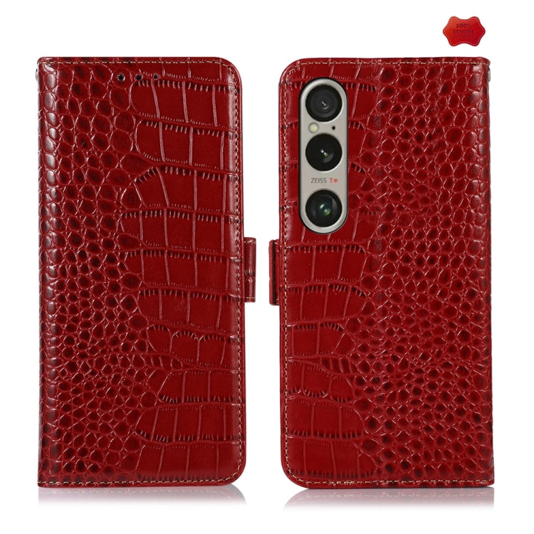 Crocodile Top Layer Cowhide Leather Phone Case, For Sony Xperia 10 VI, For Sony Xperia 1 VI, For Sony Xperia 5 VI, For Sony Xperia 5 V