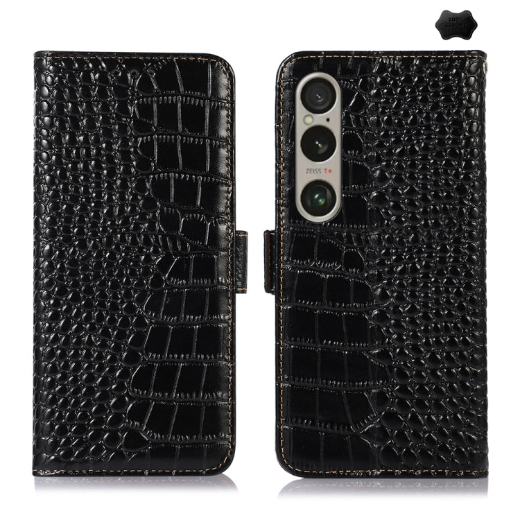 Crocodile Top Layer Cowhide Leather Phone Case, For Sony Xperia 10 VI, For Sony Xperia 1 VI, For Sony Xperia 5 VI, For Sony Xperia 5 V