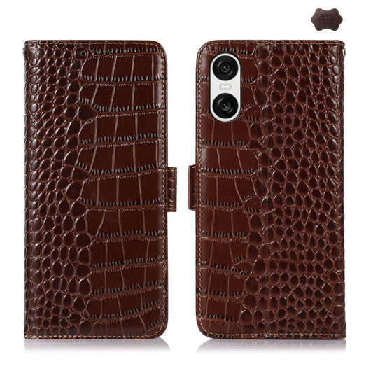 Crocodile Top Layer Cowhide Leather Phone Case, For Sony Xperia 10 VI, For Sony Xperia 1 VI, For Sony Xperia 5 VI, For Sony Xperia 5 V