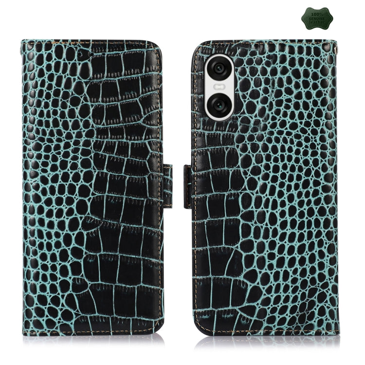 Crocodile Top Layer Cowhide Leather Phone Case, For Sony Xperia 10 VI, For Sony Xperia 1 VI, For Sony Xperia 5 VI, For Sony Xperia 5 V