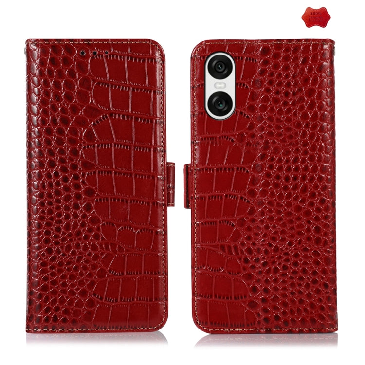 Crocodile Top Layer Cowhide Leather Phone Case, For Sony Xperia 10 VI, For Sony Xperia 1 VI, For Sony Xperia 5 VI, For Sony Xperia 5 V