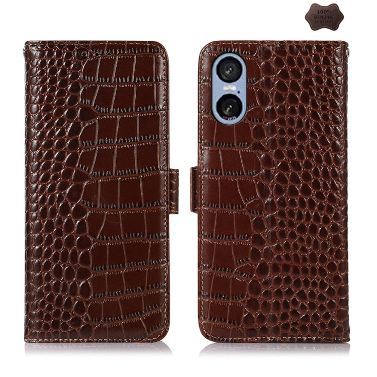 Crocodile Top Layer Cowhide Leather Phone Case, For Sony Xperia 10 VI, For Sony Xperia 1 VI, For Sony Xperia 5 VI, For Sony Xperia 5 V