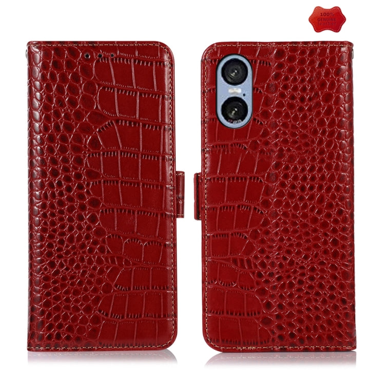 Crocodile Top Layer Cowhide Leather Phone Case, For Sony Xperia 10 VI, For Sony Xperia 1 VI, For Sony Xperia 5 VI, For Sony Xperia 5 V