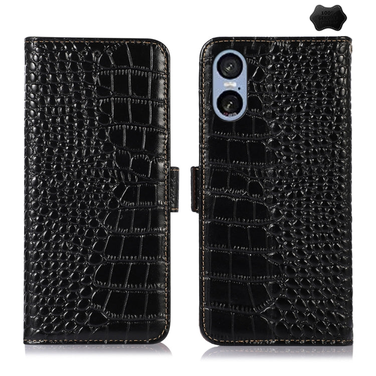 Crocodile Top Layer Cowhide Leather Phone Case, For Sony Xperia 10 VI, For Sony Xperia 1 VI, For Sony Xperia 5 VI, For Sony Xperia 5 V