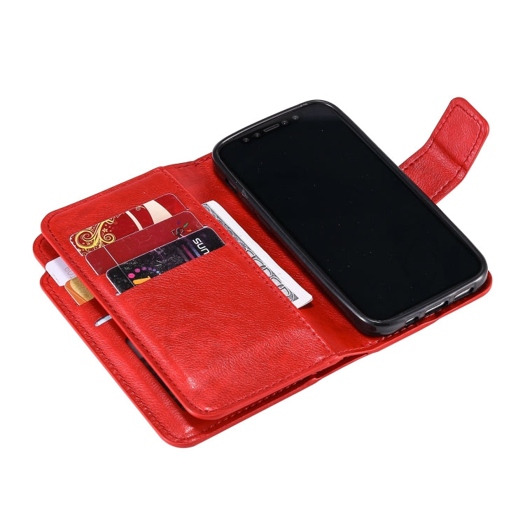 Tri-Fold 9-Card Wallets Leather Phone Case, For iPhone 15 Plus, For iPhone 15