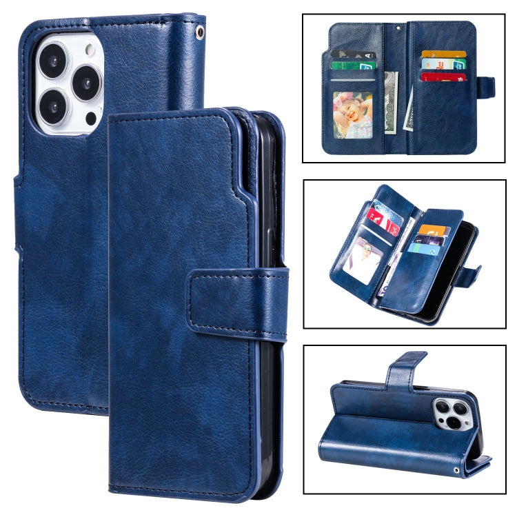 Tri-Fold 9-Card Wallets Leather Phone Case, For iPhone 15 Pro Max, For iPhone 15 Pro, For iPhone 15 Plus, For iPhone 15
