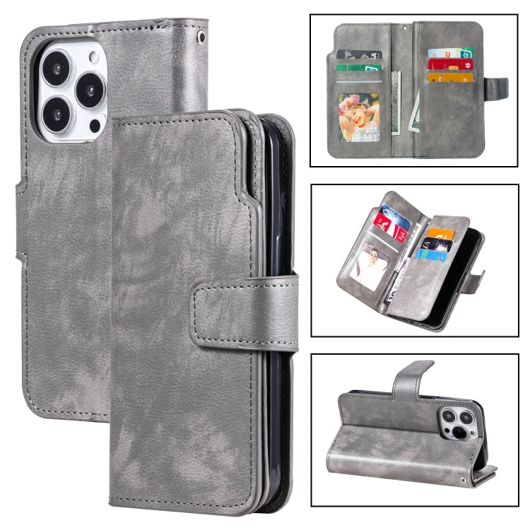 Tri-Fold 9-Card Wallets Leather Phone Case, For iPhone 15 Pro Max, For iPhone 15 Pro, For iPhone 15 Plus, For iPhone 15