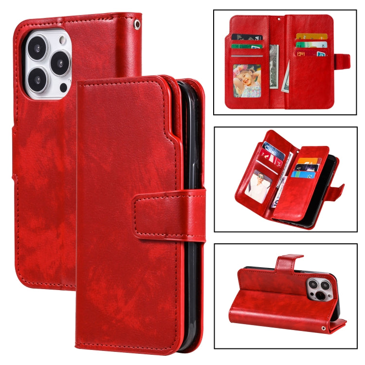 Tri-Fold 9-Card Wallets Leather Phone Case, For iPhone 16 Pro Max, For iPhone 16 Pro, For iPhone 16 Plus, For iPhone 16, For iPhone 15 Pro Max, For iPhone 15 Pro