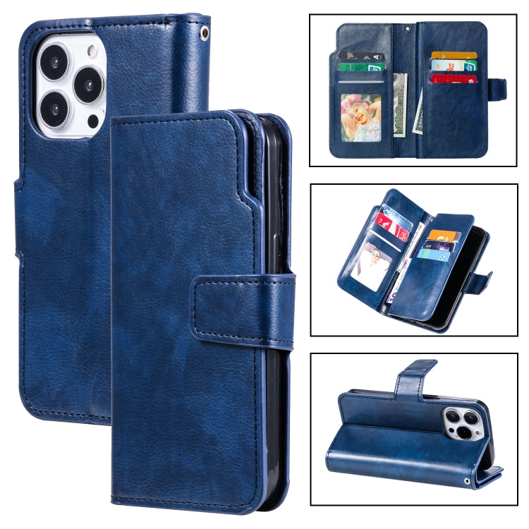 Tri-Fold 9-Card Wallets Leather Phone Case, For iPhone 16 Pro Max, For iPhone 16 Pro, For iPhone 16 Plus, For iPhone 16, For iPhone 15 Pro Max, For iPhone 15 Pro