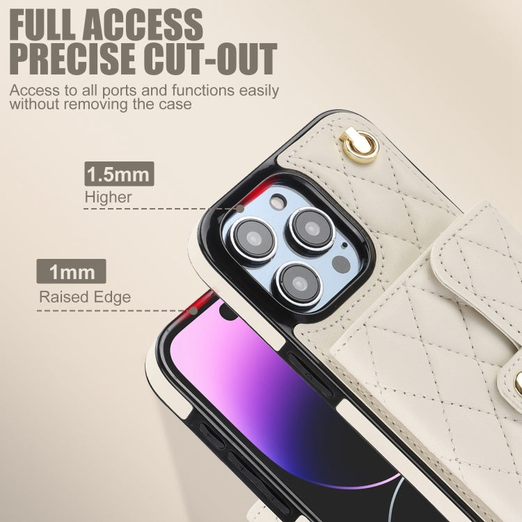 Crossbody Rhombic Horizontal Wallet Leather Phone Case, For iPhone 15 Pro Max, For iPhone 15 Pro, For iPhone 15 Plus, For iPhone 15
