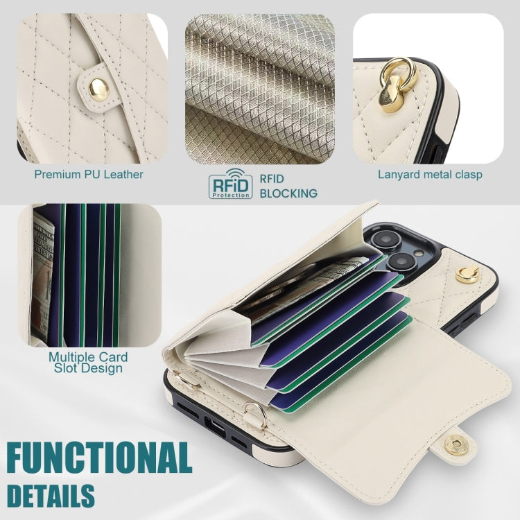 Crossbody Rhombic Horizontal Wallet Leather Phone Case, For iPhone 15 Pro Max, For iPhone 15 Pro, For iPhone 15 Plus, For iPhone 15