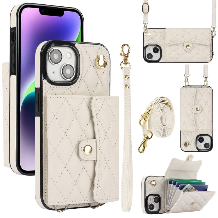 Crossbody Rhombic Horizontal Wallet Leather Phone Case, For iPhone 15 Pro, For iPhone 15 Plus, For iPhone 15, For iPhone 14 Plus, For iPhone 14