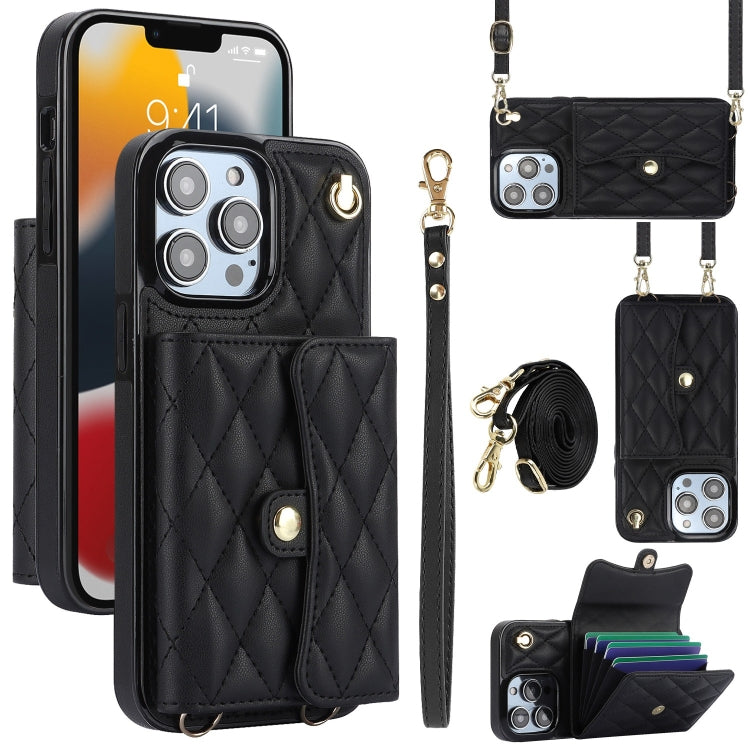 Crossbody Rhombic Horizontal Wallet Leather Phone Case