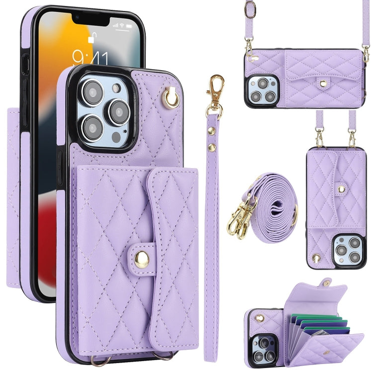 Crossbody Rhombic Horizontal Wallet Leather Phone Case