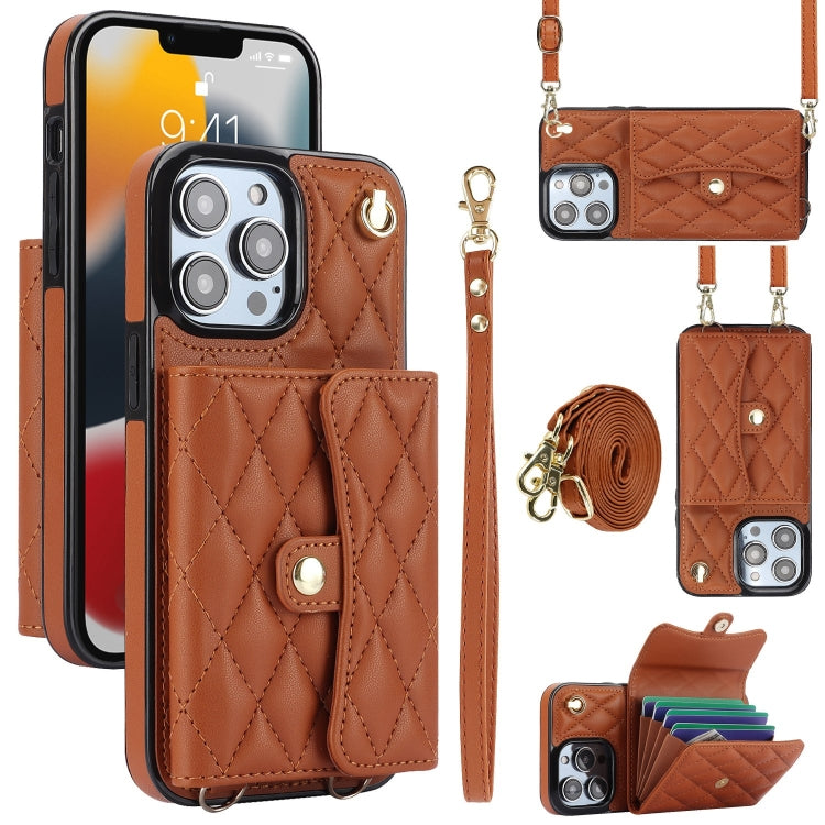 Crossbody Rhombic Horizontal Wallet Leather Phone Case