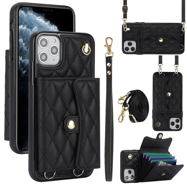 Crossbody Rhombic Horizontal Wallet Leather Phone Case, For iPhone 11 Pro Max, For iPhone 11, For iPhone 11 Pro, For iPhone XS / X, For iPhone XR