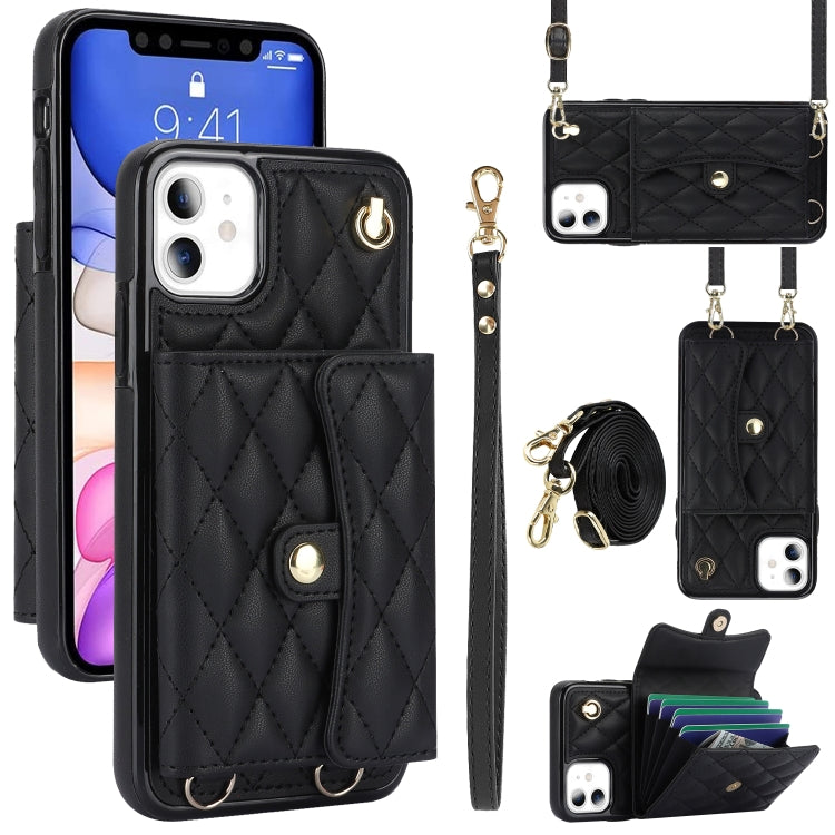 Crossbody Rhombic Horizontal Wallet Leather Phone Case, For iPhone 11 Pro Max, For iPhone 11, For iPhone 11 Pro, For iPhone XS / X, For iPhone XR