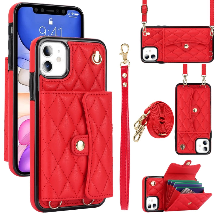 Crossbody Rhombic Horizontal Wallet Leather Phone Case, For iPhone 11 Pro Max, For iPhone 11, For iPhone 11 Pro, For iPhone XS / X, For iPhone XR