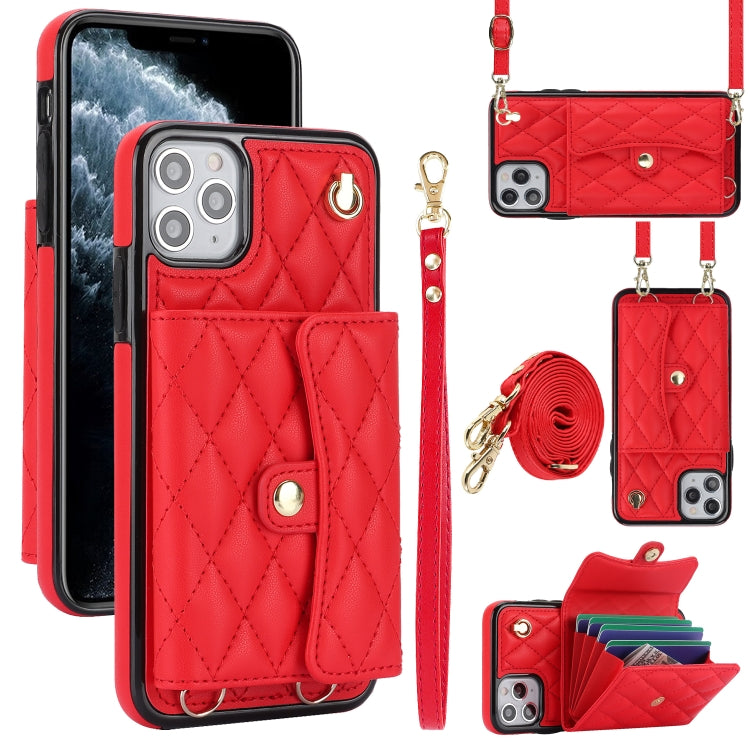 Crossbody Rhombic Horizontal Wallet Leather Phone Case, For iPhone 11 Pro Max, For iPhone 11, For iPhone 11 Pro, For iPhone XS / X, For iPhone XR