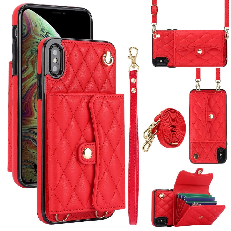 Crossbody Rhombic Horizontal Wallet Leather Phone Case, For iPhone 11 Pro Max, For iPhone 11, For iPhone 11 Pro, For iPhone XS / X, For iPhone XR