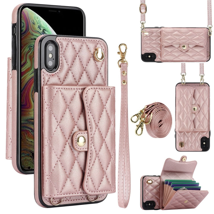 Crossbody Rhombic Horizontal Wallet Leather Phone Case, For iPhone 11 Pro Max, For iPhone 11, For iPhone 11 Pro, For iPhone XS / X, For iPhone XR