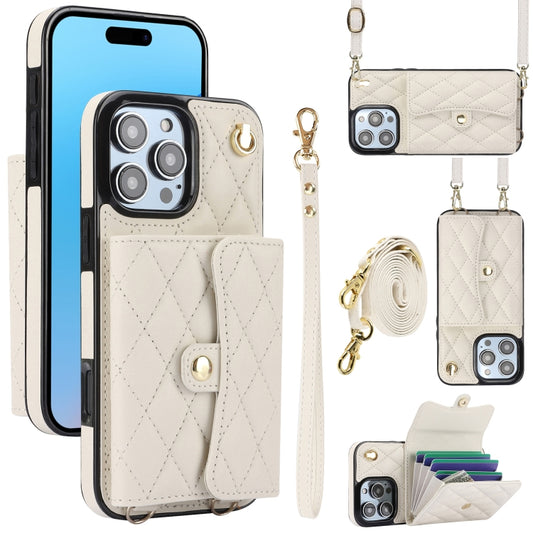 Crossbody Rhombic Horizontal Wallet Leather Phone Case, For iPhone 16 Pro Max, For iPhone 16 Pro, For iPhone 16 Plus, For iPhone 16, For iPhone 15 Pro Max