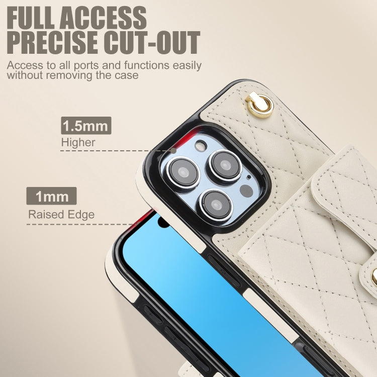 Crossbody Rhombic Horizontal Wallet Leather Phone Case, For iPhone 16 Pro Max, For iPhone 16 Pro, For iPhone 16 Plus, For iPhone 16, For iPhone 15 Pro Max