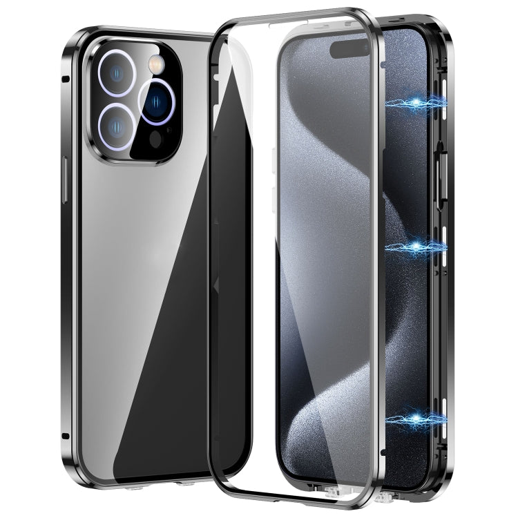 Magnetic Double-buckle HD Tempered Glass Phone Case, For iPhone 16 Pro Max, For iPhone 16 Pro, For iPhone 16 Plus, For iPhone 16, For iPhone 15 Pro Max, For iPhone 15 Pro