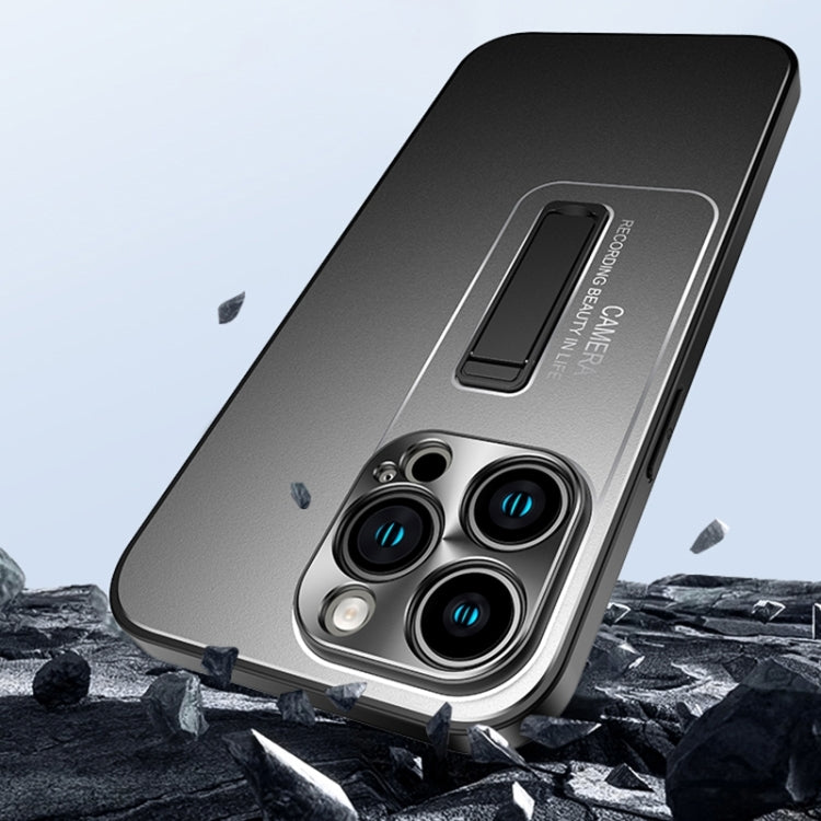 Frosted Metal Hybrid TPU Holder Phone Case, For iPhone 16 Pro Max, For iPhone 16 Pro, For iPhone 16, For iPhone 15 Pro Max, For iPhone 15 Pro, For iPhone 15 Plus, For iPhone 15, For iPhone 14, For iPhone 14 Pro, For iPhone 14 Pro Max