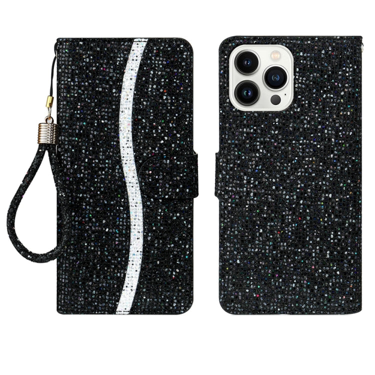 Glitter Powder Filp Leather Phone Case, For iPhone 16 Pro Max, For iPhone 16 Pro, For iPhone 16 Plus, For iPhone 16, For iPhone 15 Pro Max, For iPhone 15 Pro