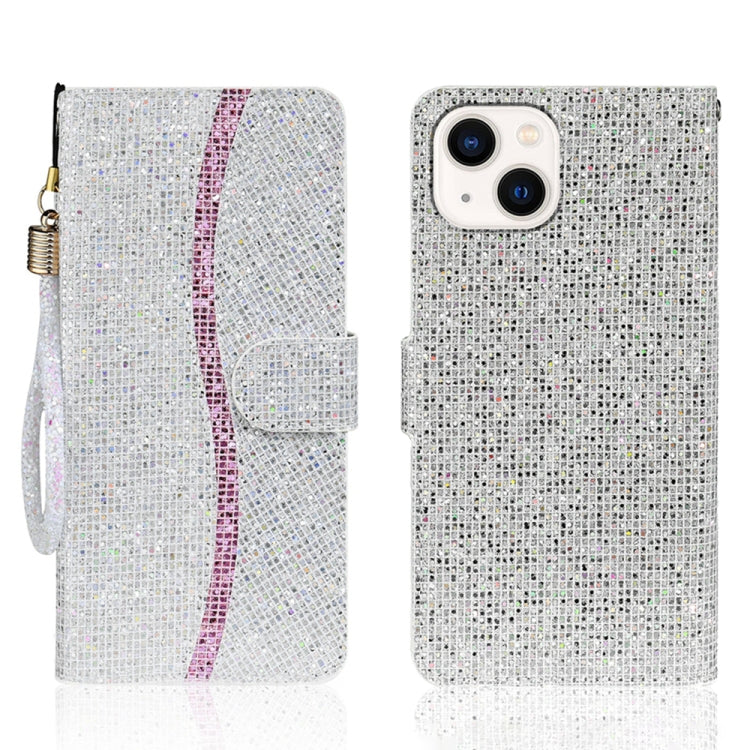 Glitter Powder Filp Leather Phone Case, For iPhone 15 Plus, For iPhone 15