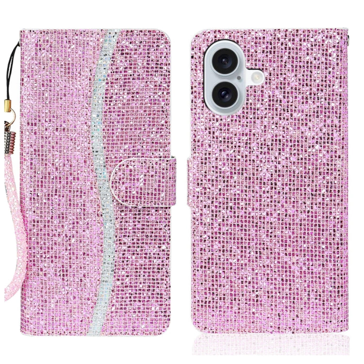 Glitter Powder Filp Leather Phone Case, For iPhone 16 Pro Max, For iPhone 16 Pro, For iPhone 16 Plus, For iPhone 16, For iPhone 15 Pro Max, For iPhone 15 Pro