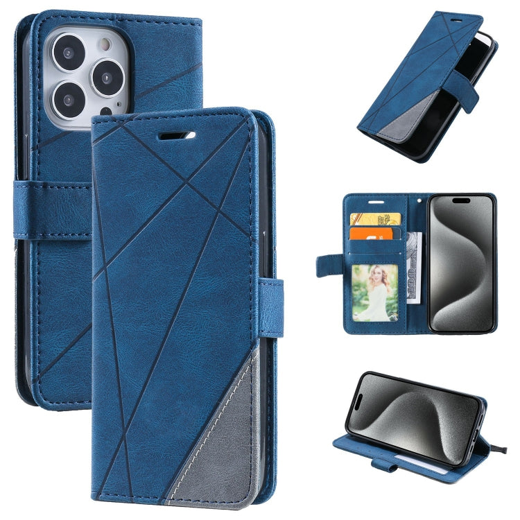 Skin Feel Splicing Leather Phone Case, For iPhone 16, For iPhone 15 Pro Max, For iPhone 15 Pro, For iPhone 15 Plus