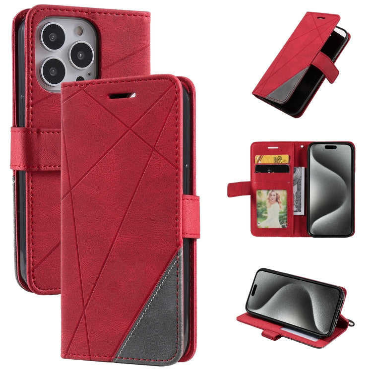 Skin Feel Splicing Leather Phone Case, For iPhone 16, For iPhone 15 Pro Max, For iPhone 15 Pro, For iPhone 15 Plus