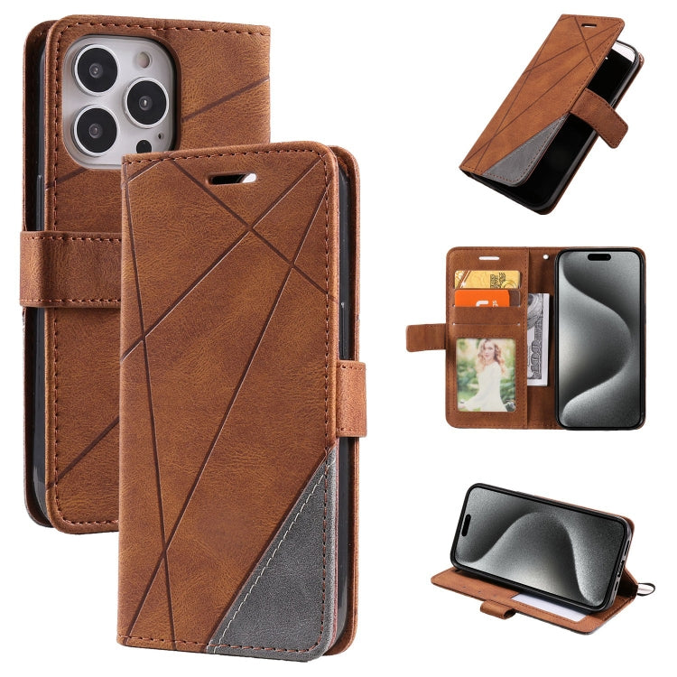 Skin Feel Splicing Leather Phone Case, For iPhone 16, For iPhone 15 Pro Max, For iPhone 15 Pro, For iPhone 15 Plus