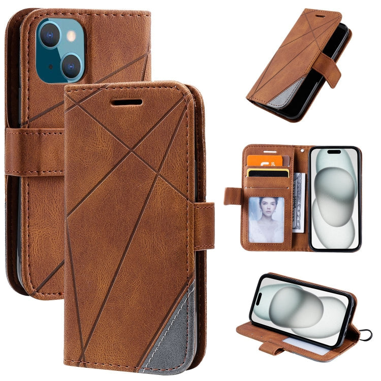 Skin Feel Splicing Leather Phone Case, For iPhone 16, For iPhone 15 Pro Max, For iPhone 15 Pro, For iPhone 15 Plus