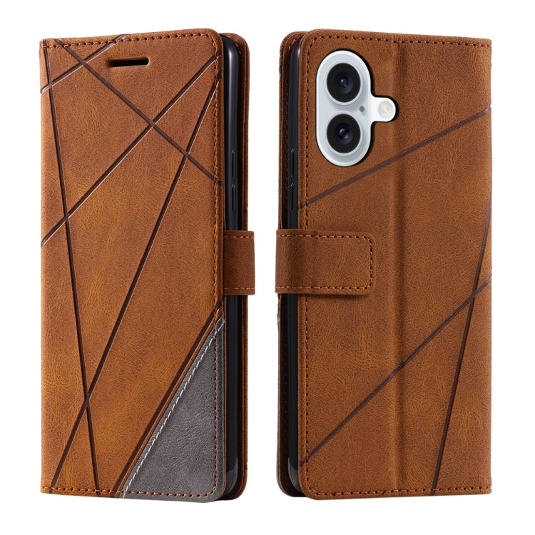 Skin Feel Splicing Leather Phone Case, For iPhone 16e, For iPhone 16 Pro Max, For iPhone 16 Pro, For iPhone 16 Plus