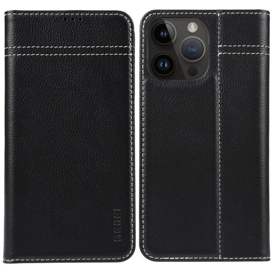 GEBEI Top-grain Horizontal Flip Leather Phone Case, For iPhone 15 Pro, For iPhone 15 Plus, For iPhone 15