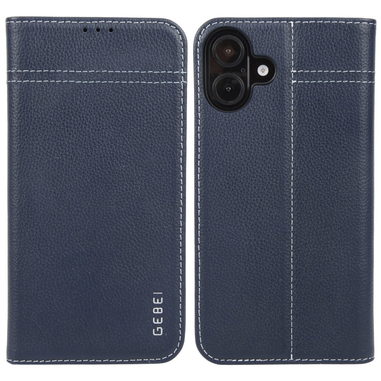 GEBEI Top-grain Horizontal Flip Leather Phone Case, For iPhone 16 Pro Max, For iPhone 16 Pro, For iPhone 16 Plus, For iPhone 16, For iPhone 15 Pro Max, For iPhone 15 Pro, For iPhone 15 Plus, For iPhone 15