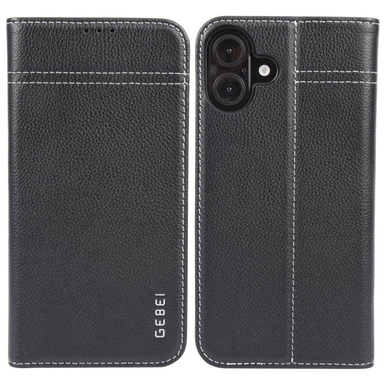 GEBEI Top-grain Horizontal Flip Leather Phone Case, For iPhone 16 Pro Max, For iPhone 16 Pro, For iPhone 16 Plus, For iPhone 16, For iPhone 15 Pro Max, For iPhone 15 Pro, For iPhone 15 Plus, For iPhone 15