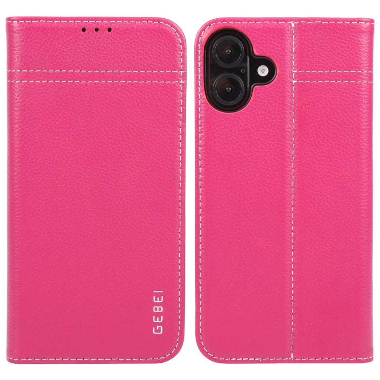 GEBEI Top-grain Horizontal Flip Leather Phone Case, For iPhone 16 Pro Max, For iPhone 16 Pro, For iPhone 16 Plus, For iPhone 16, For iPhone 15 Pro Max, For iPhone 15 Pro, For iPhone 15 Plus, For iPhone 15